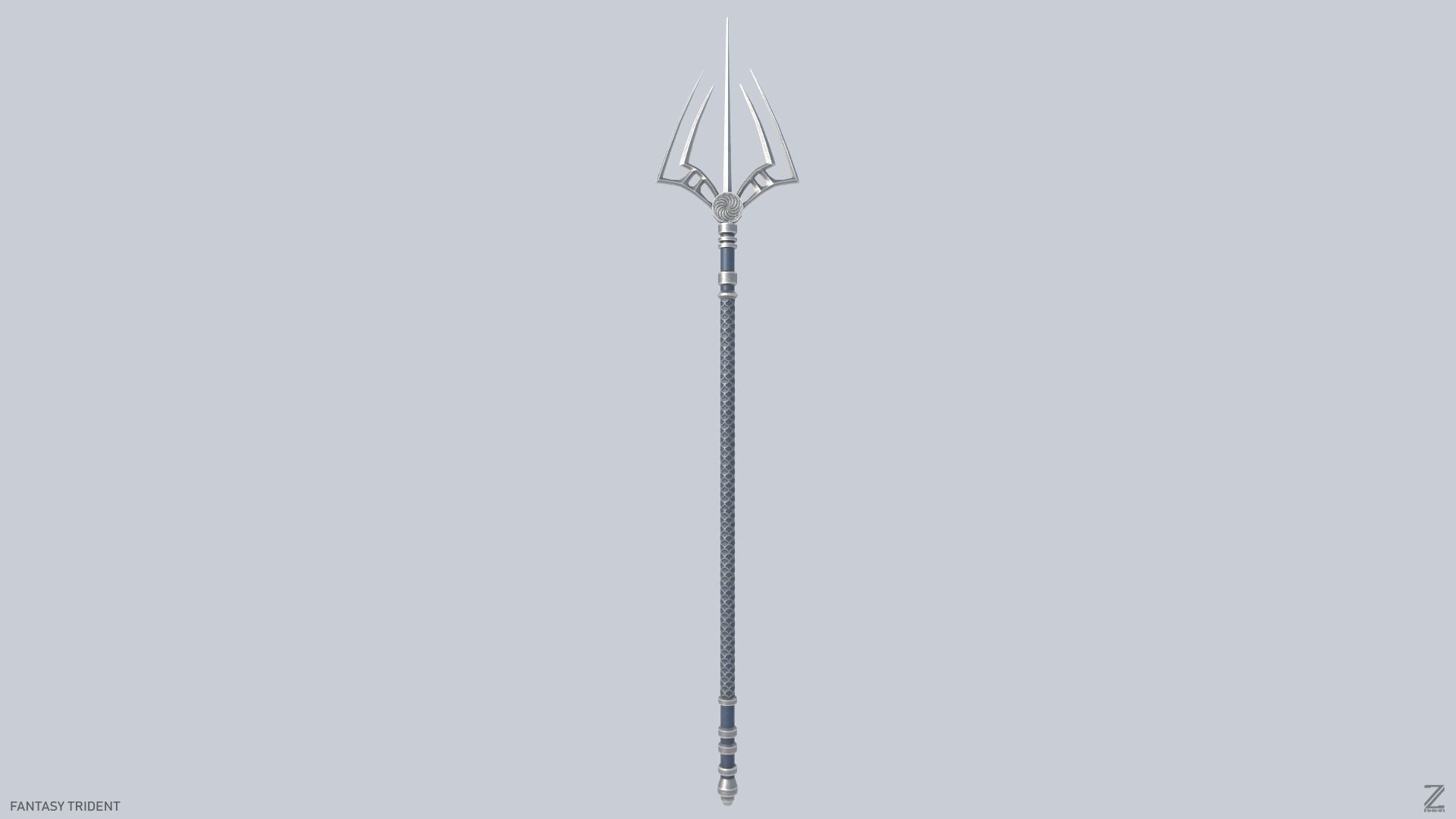 Fantasy trident Low-poly 3D model_3