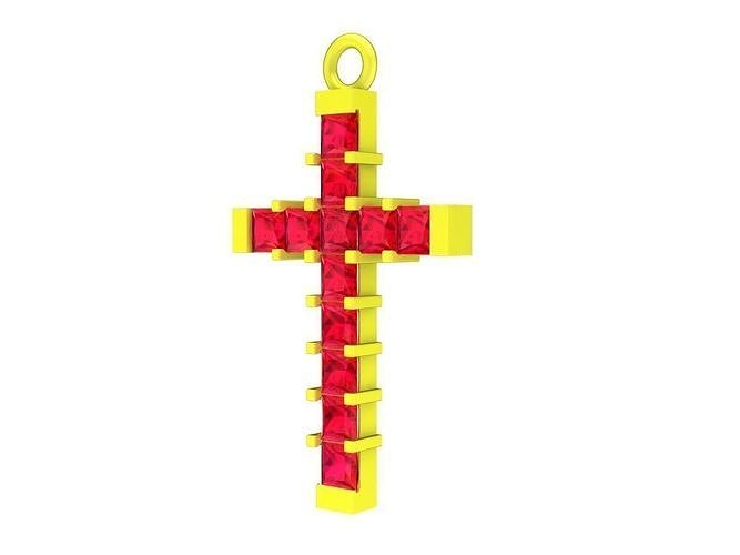 6629 Jewerly Art Cross Princess Diamond Pendant 3D print model