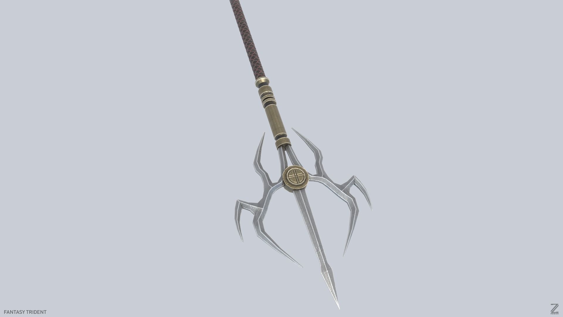 Fantasy trident Low-poly 3D model_6
