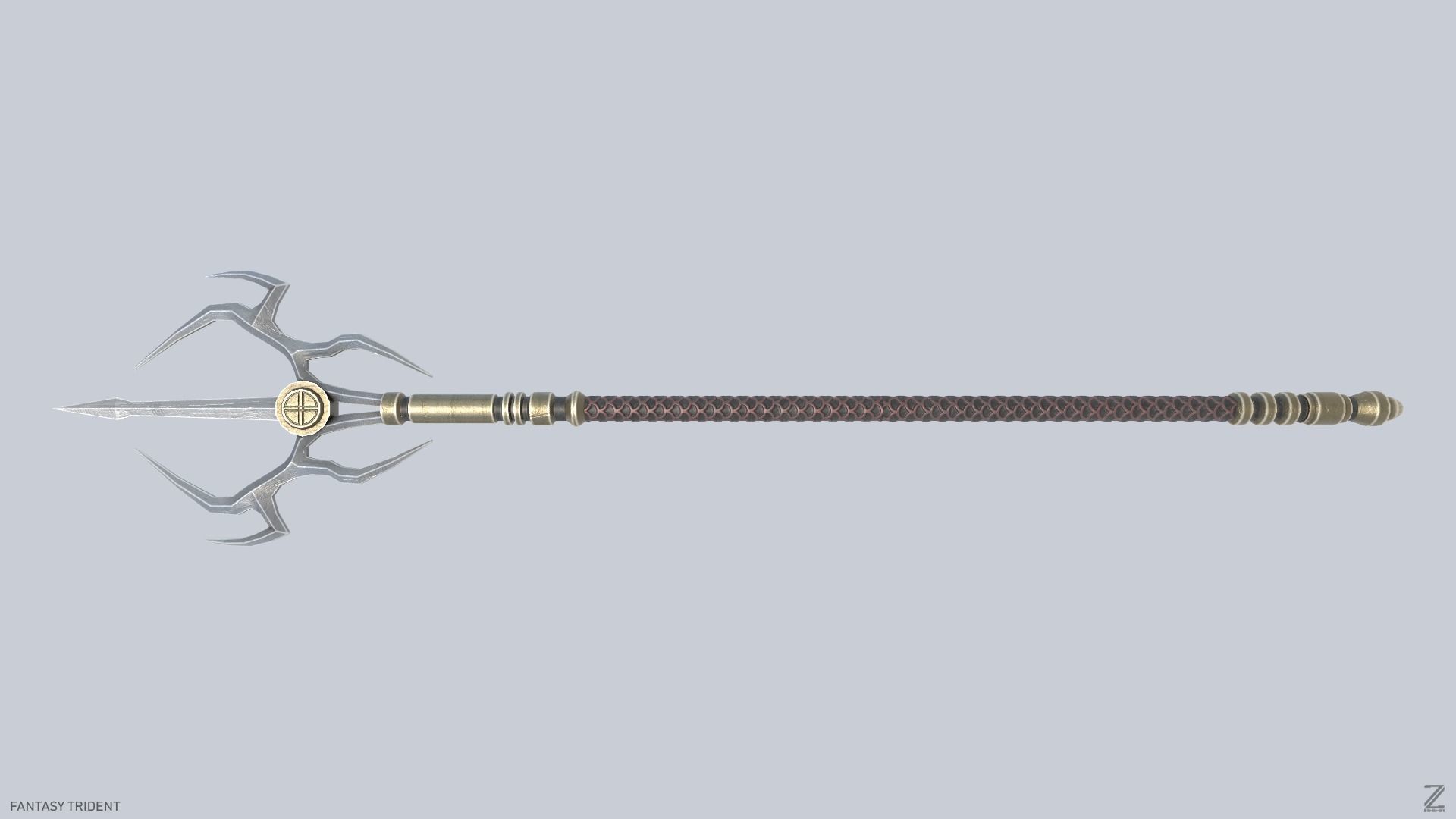 Fantasy trident Low-poly 3D model_1