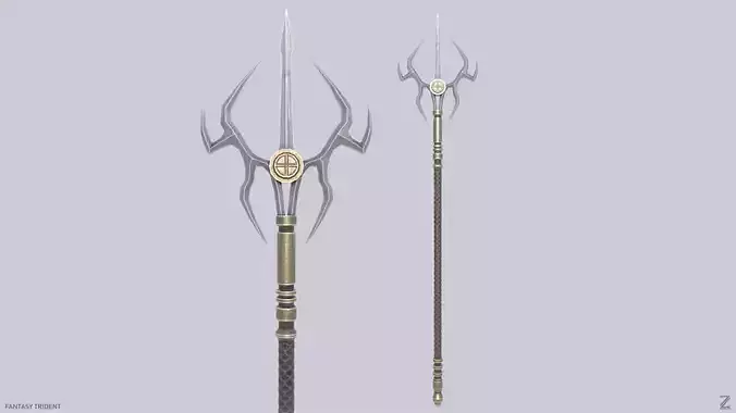 Fantasy trident Low-poly 3D model