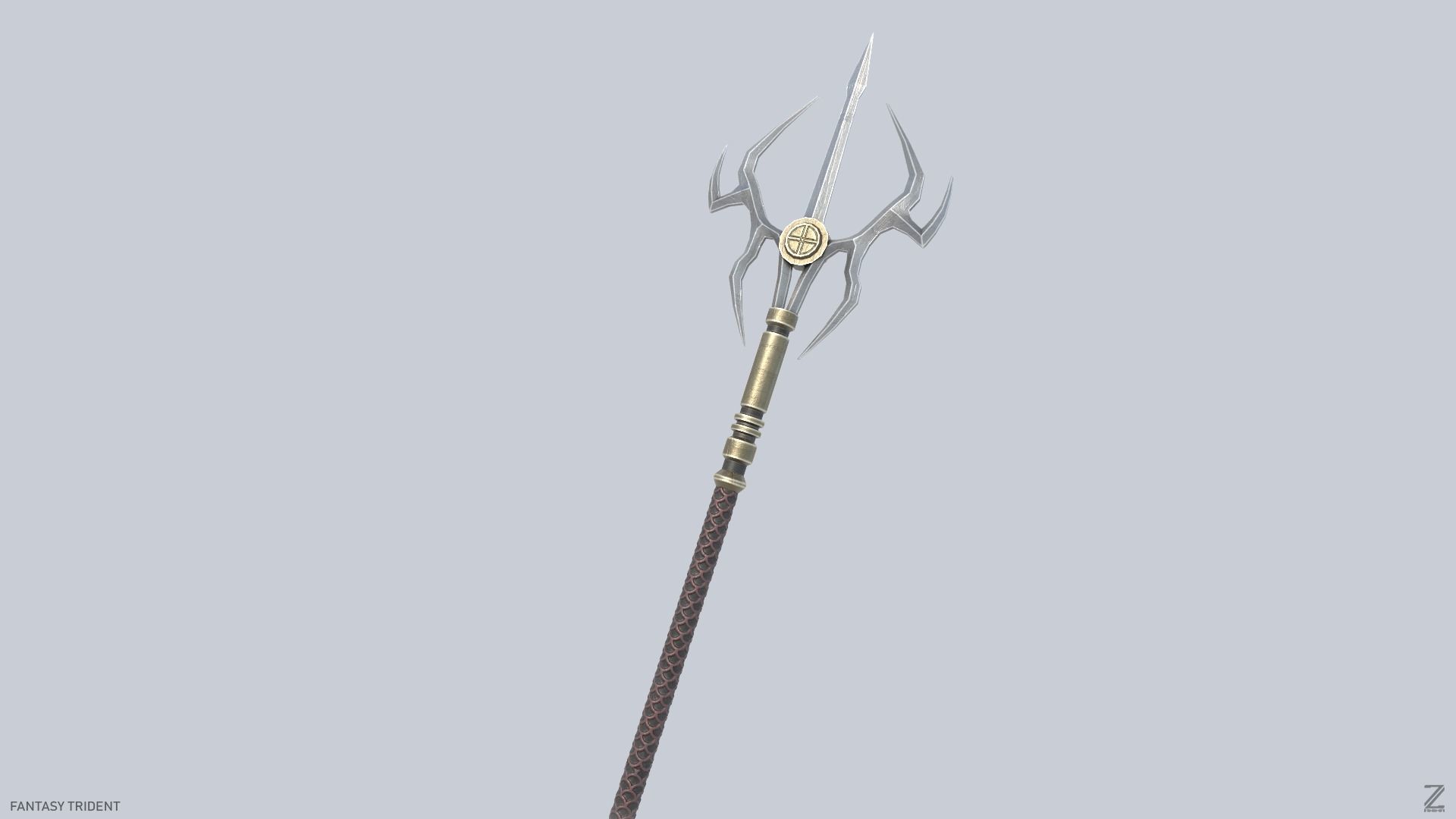 Fantasy trident Low-poly 3D model_8