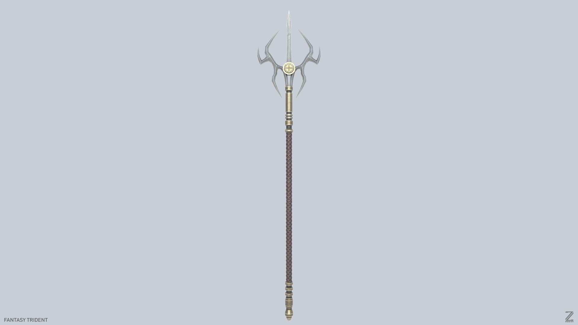 Fantasy trident Low-poly 3D model_3