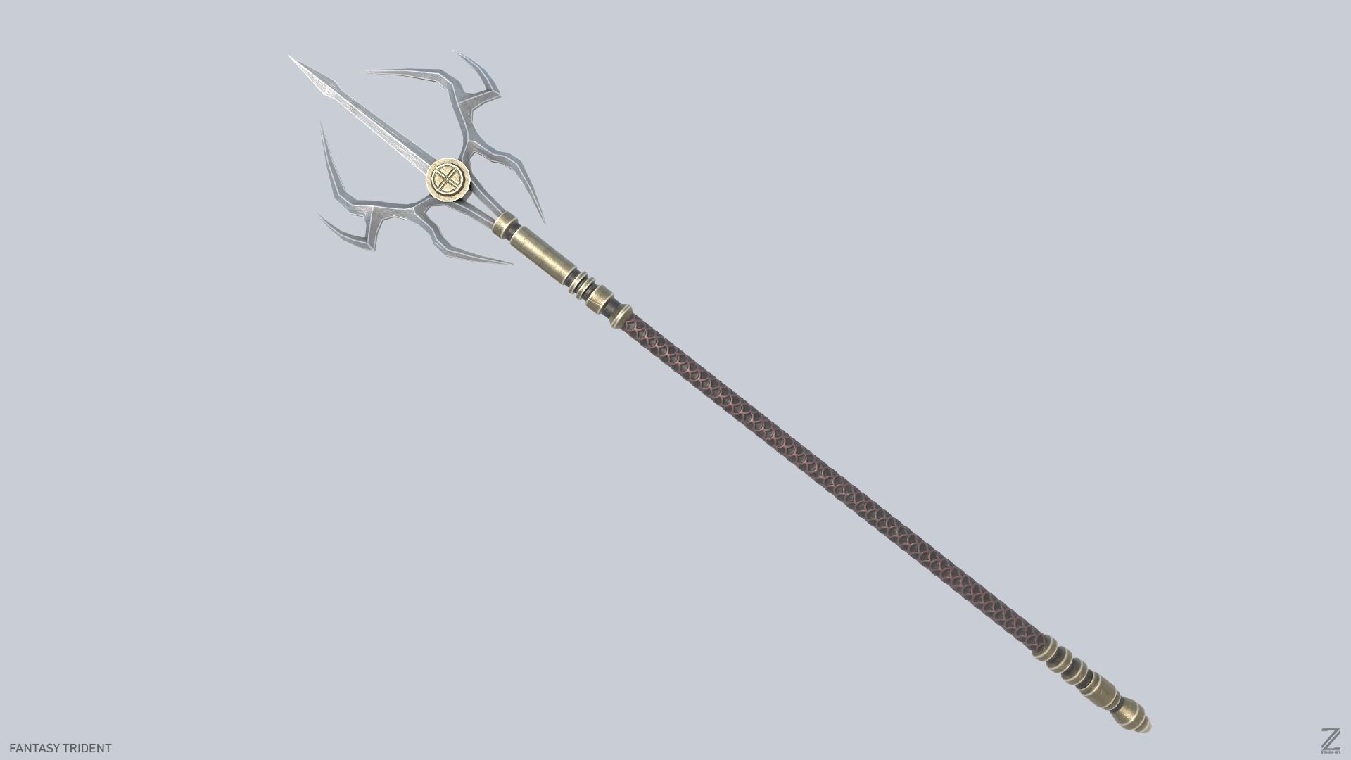 Fantasy trident Low-poly 3D model_7
