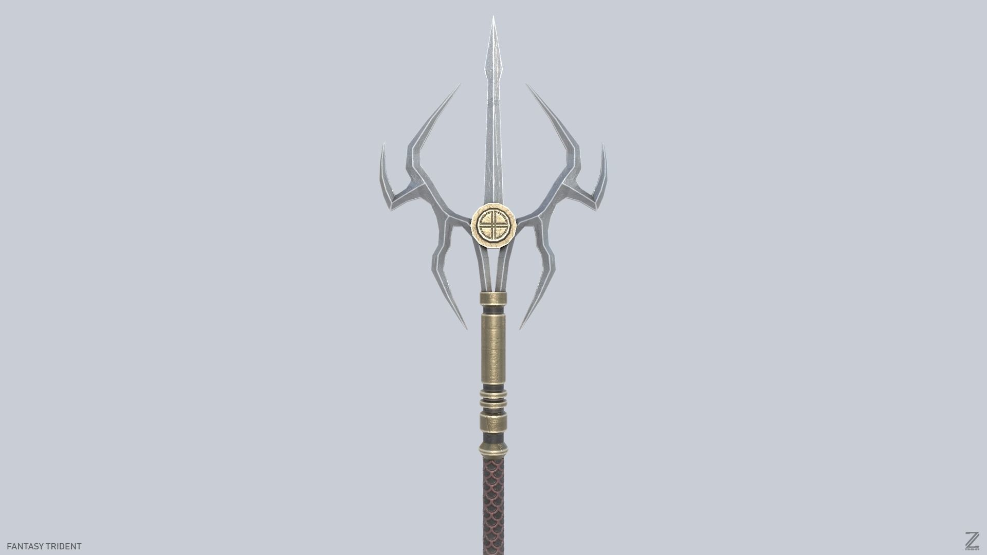 Fantasy trident Low-poly 3D model_4