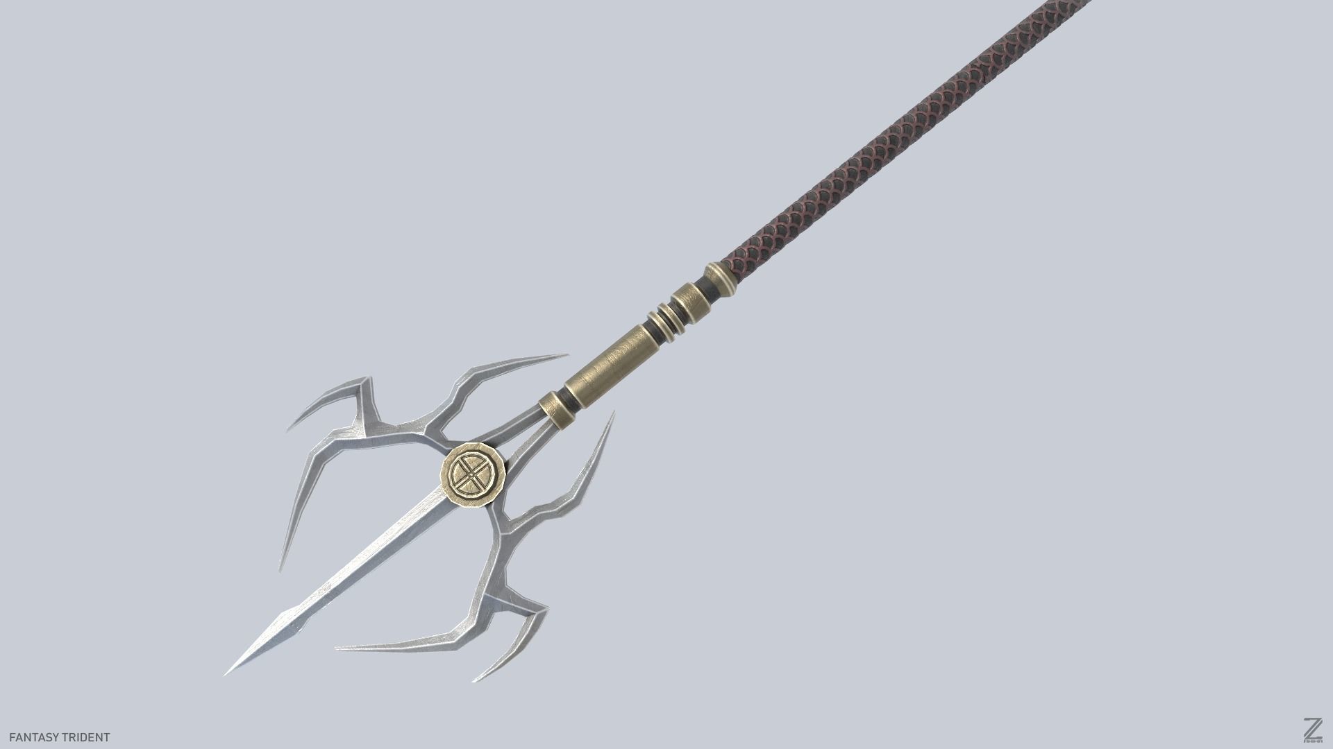 Fantasy trident Low-poly 3D model_5