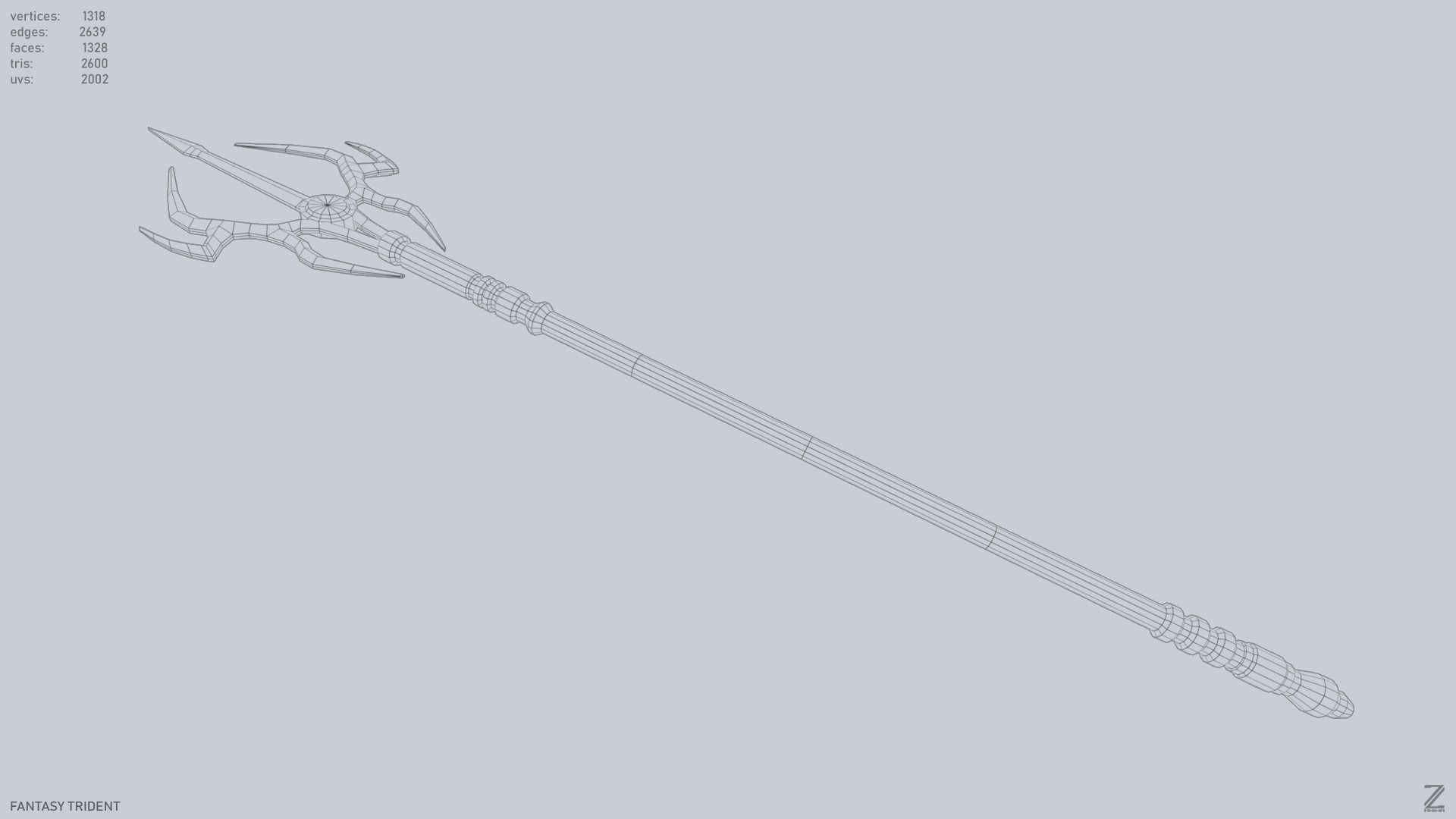 Fantasy trident Low-poly 3D model_15