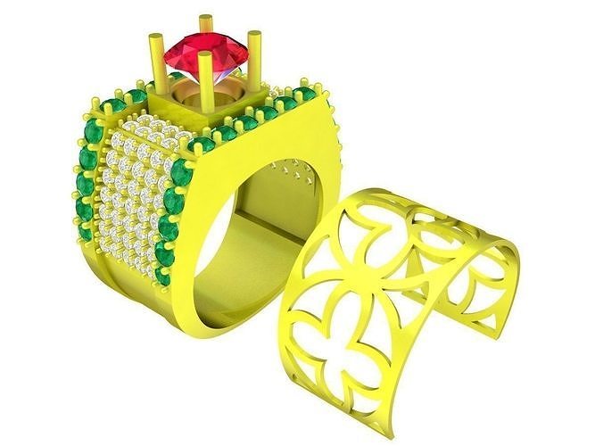 6630 Korean Fashion Diamond Men Ring 3D print model