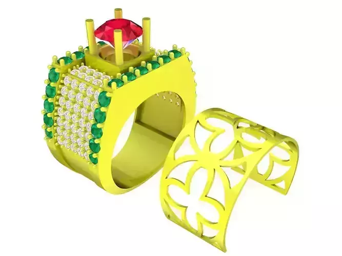 6630 Korean Fashion Diamond Men Ring 3D print model