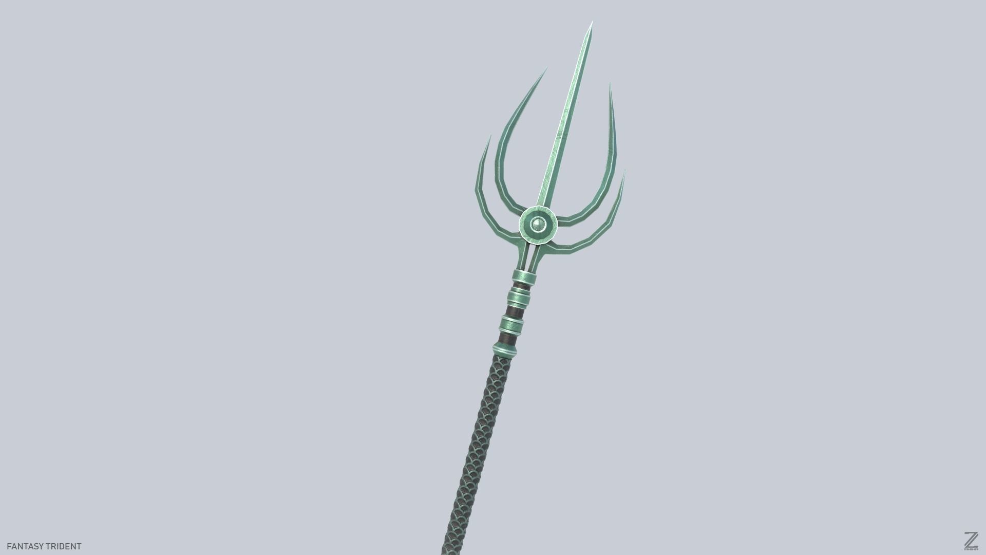 Fantasy trident Low-poly 3D model_8
