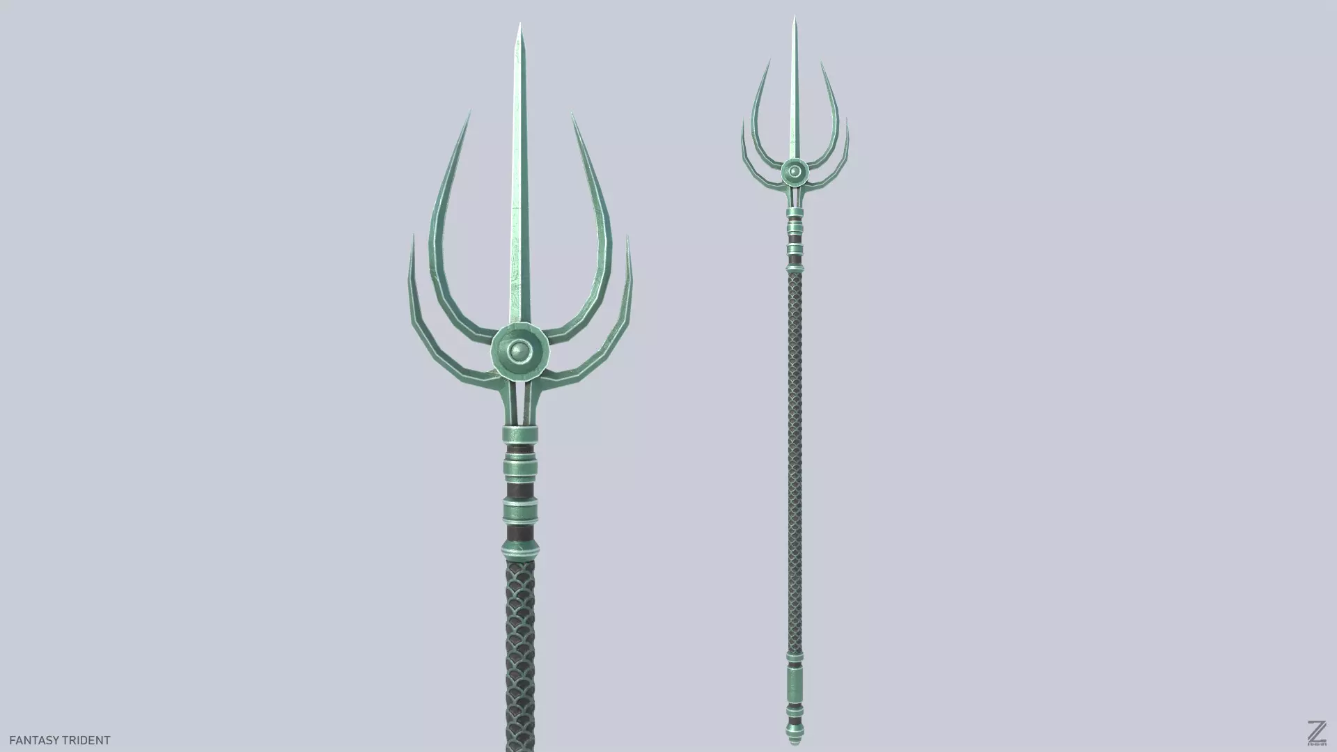 Fantasy trident Low-poly 3D model_0