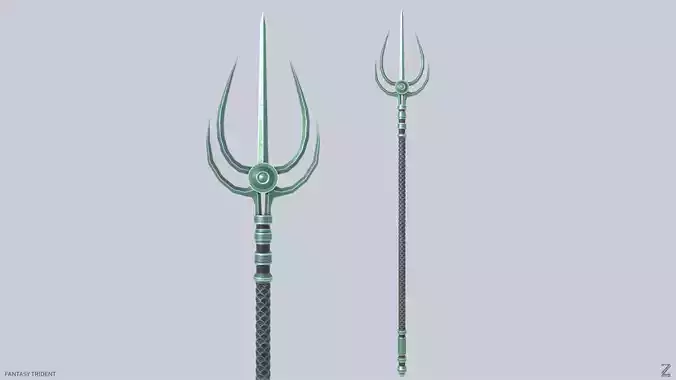Fantasy trident Low-poly 3D model
