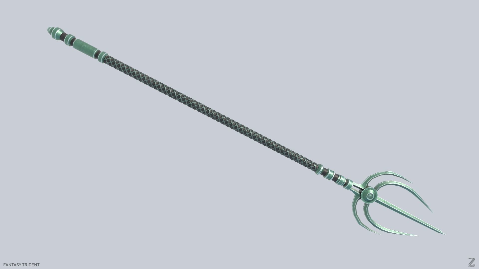 Fantasy trident Low-poly 3D model_7
