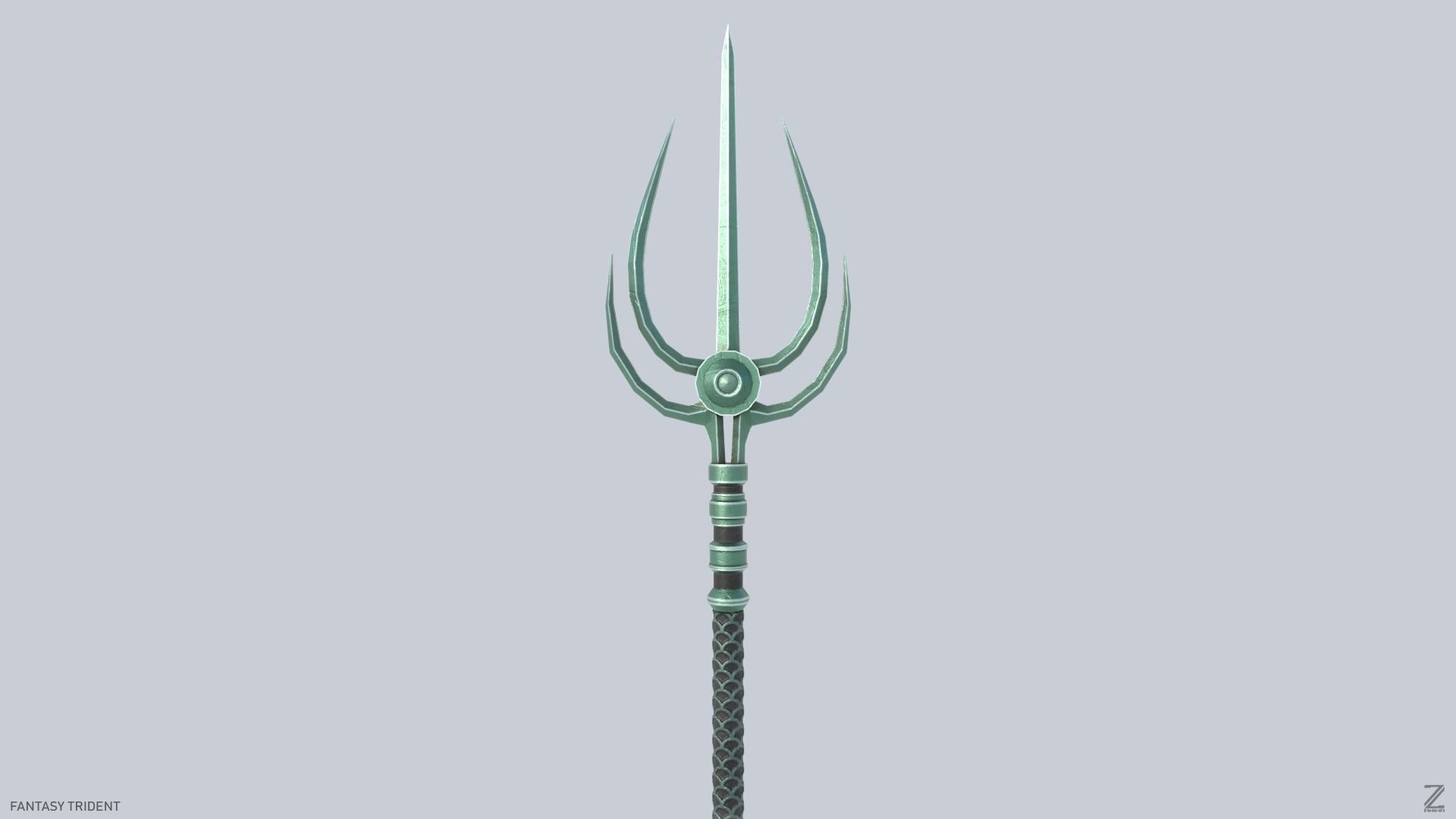 Fantasy trident Low-poly 3D model_4
