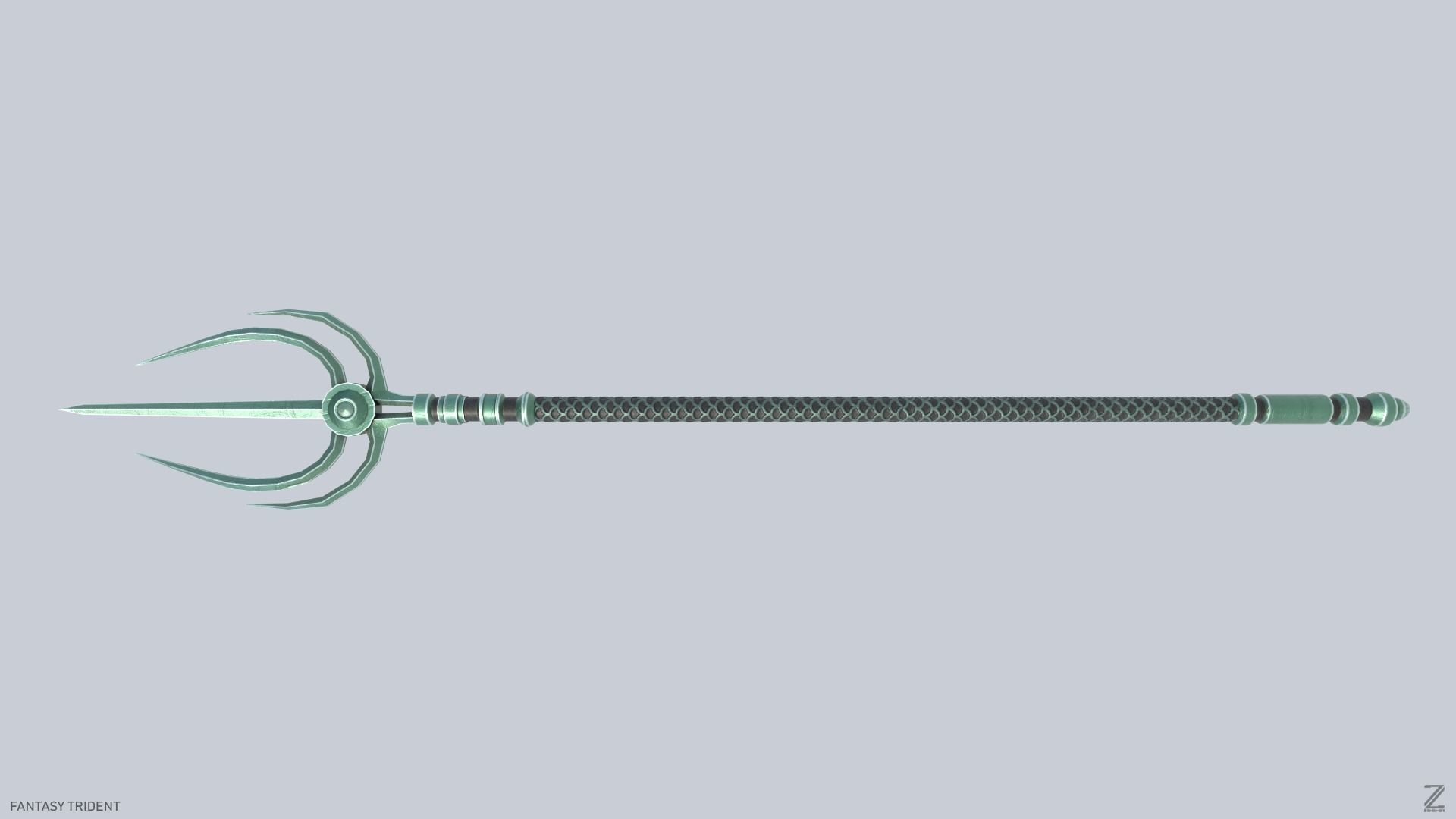 Fantasy trident Low-poly 3D model_1