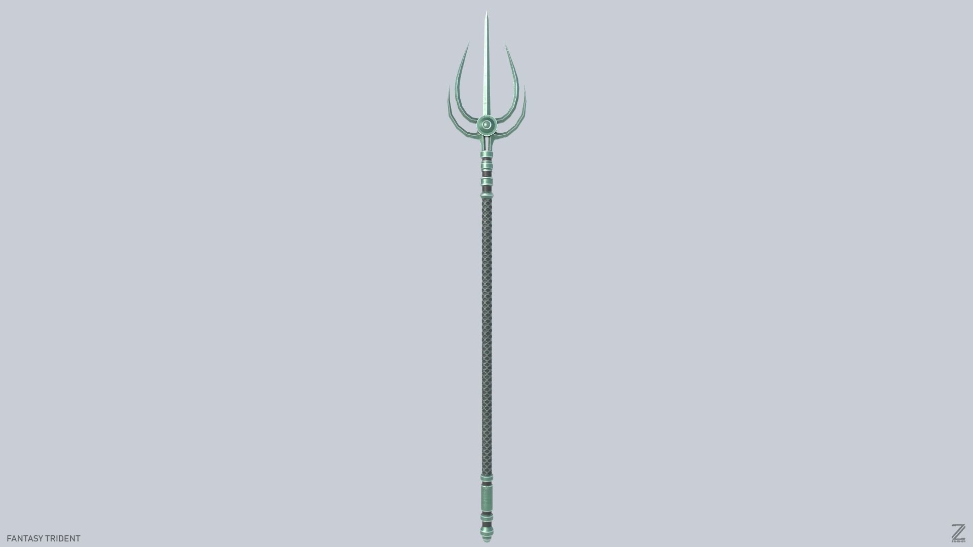 Fantasy trident Low-poly 3D model_3
