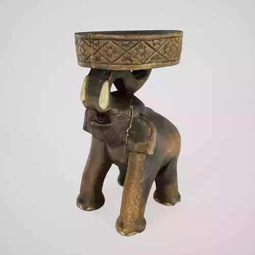 Wooden Elephant Side Table 3D model