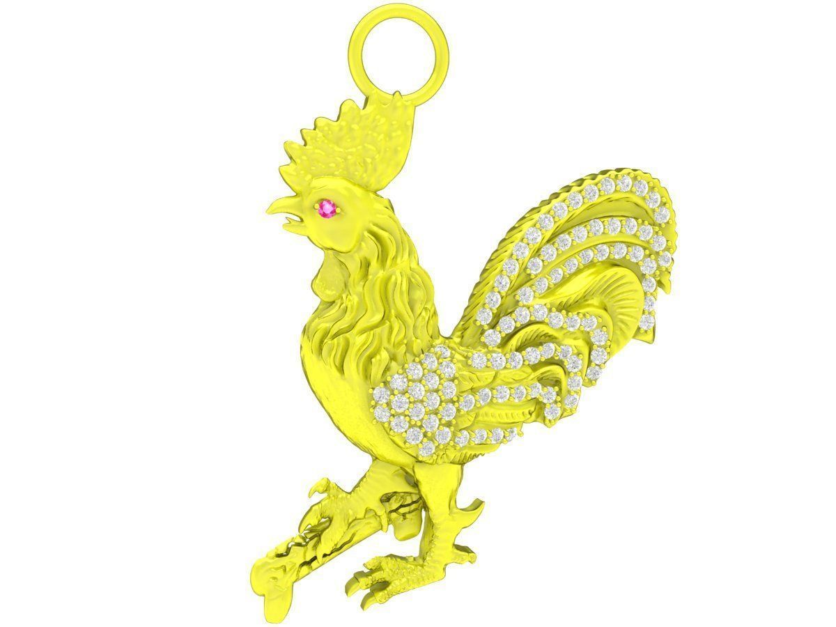 6637 Jewelry Art Rooster Diamond Pendant  3D print model_1