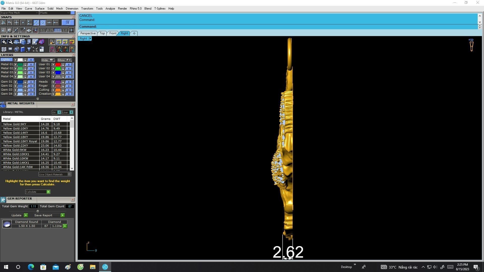 6637 Jewelry Art Rooster Diamond Pendant  3D print model_8