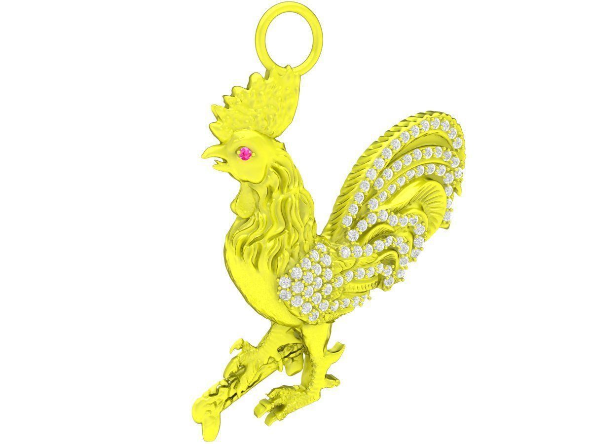 6637 Jewelry Art Rooster Diamond Pendant  3D print model_5