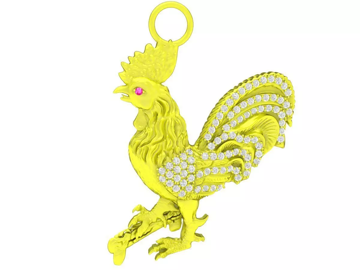 6637 Jewelry Art Rooster Diamond Pendant  3D print model_0