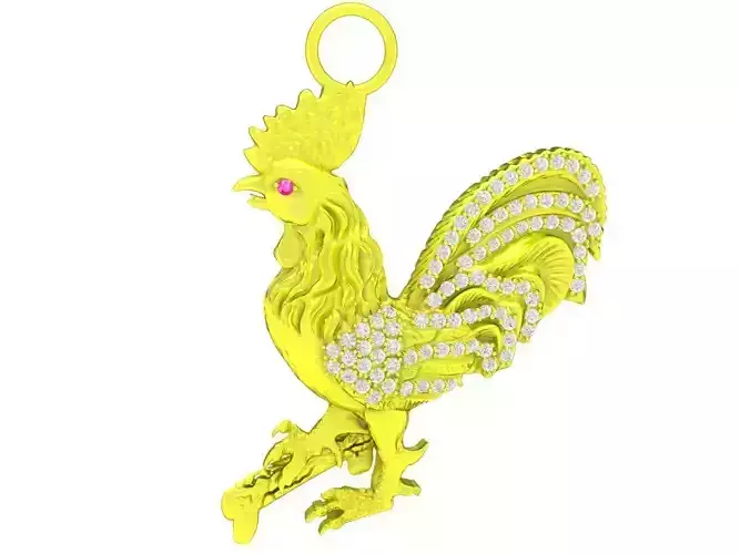 6637 Jewelry Art Rooster Diamond Pendant 