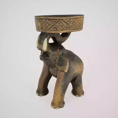 Game-Ready Wooden Elephant Side Table