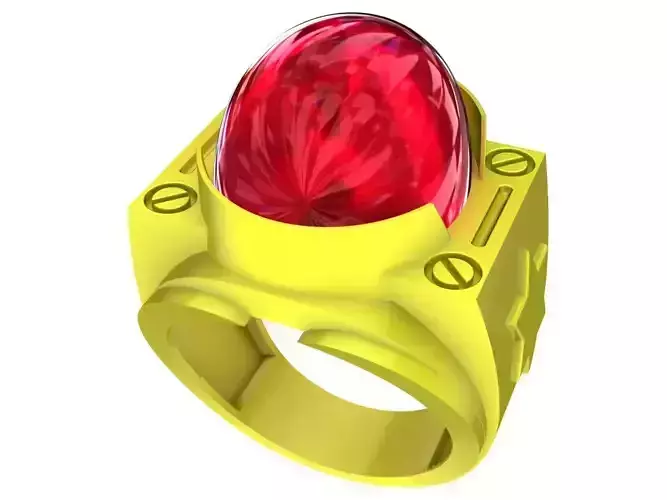 6641 Oval Ruby Fashion Men Ring 3D print model