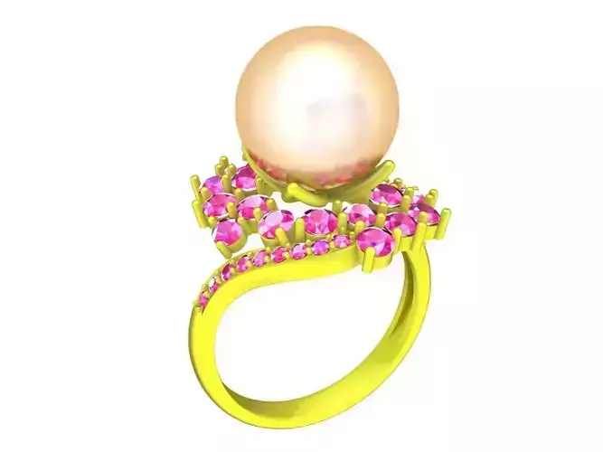 6643 Pearl Diamond Women Ring