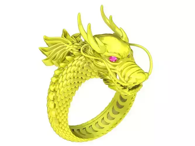 6649 Jewerly Art Chinese Dragon Men Ring 3D print model