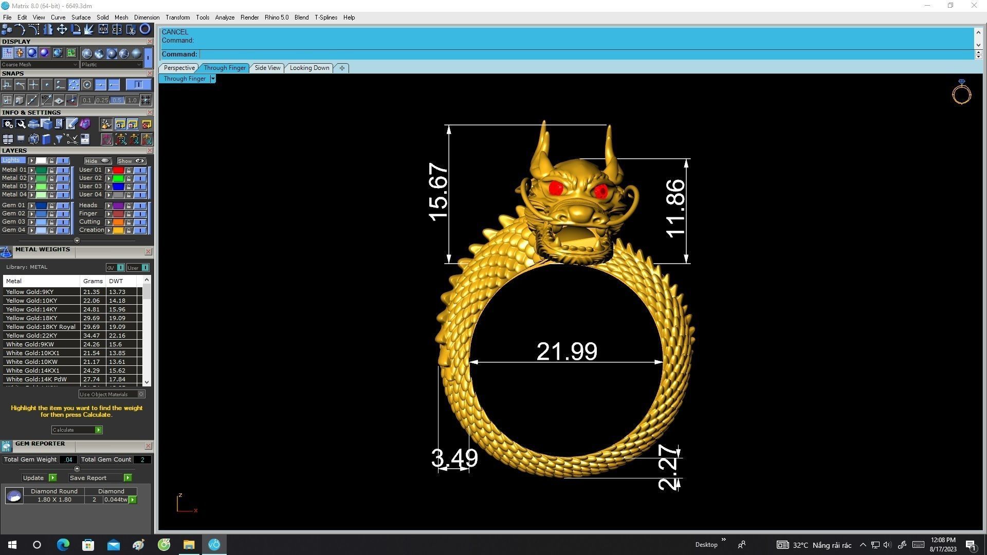 6649 Jewerly Art Chinese Dragon Men Ring 3D print model_6