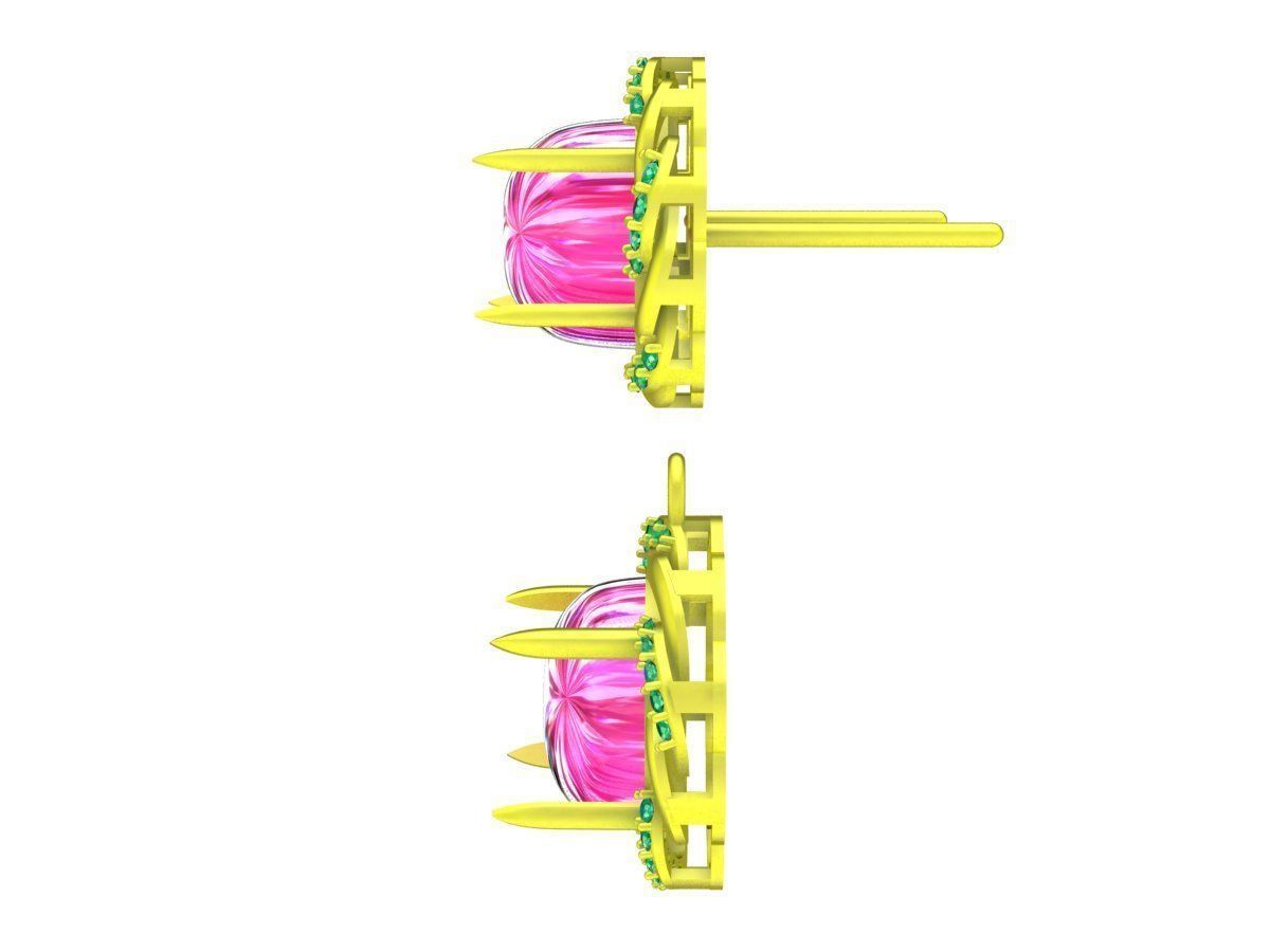 6650 Set ruby diamond women earrings pendant 3D print model_3