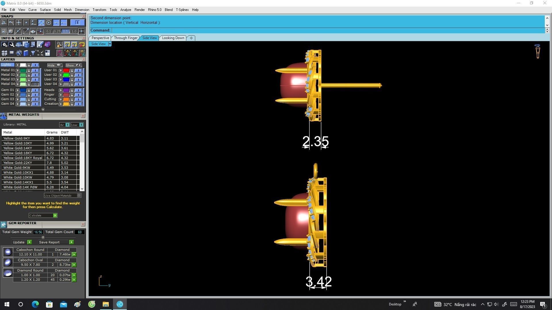 6650 Set ruby diamond women earrings pendant 3D print model_7