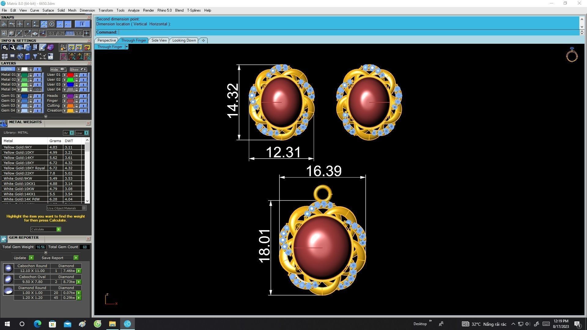 6650 Set ruby diamond women earrings pendant 3D print model_6