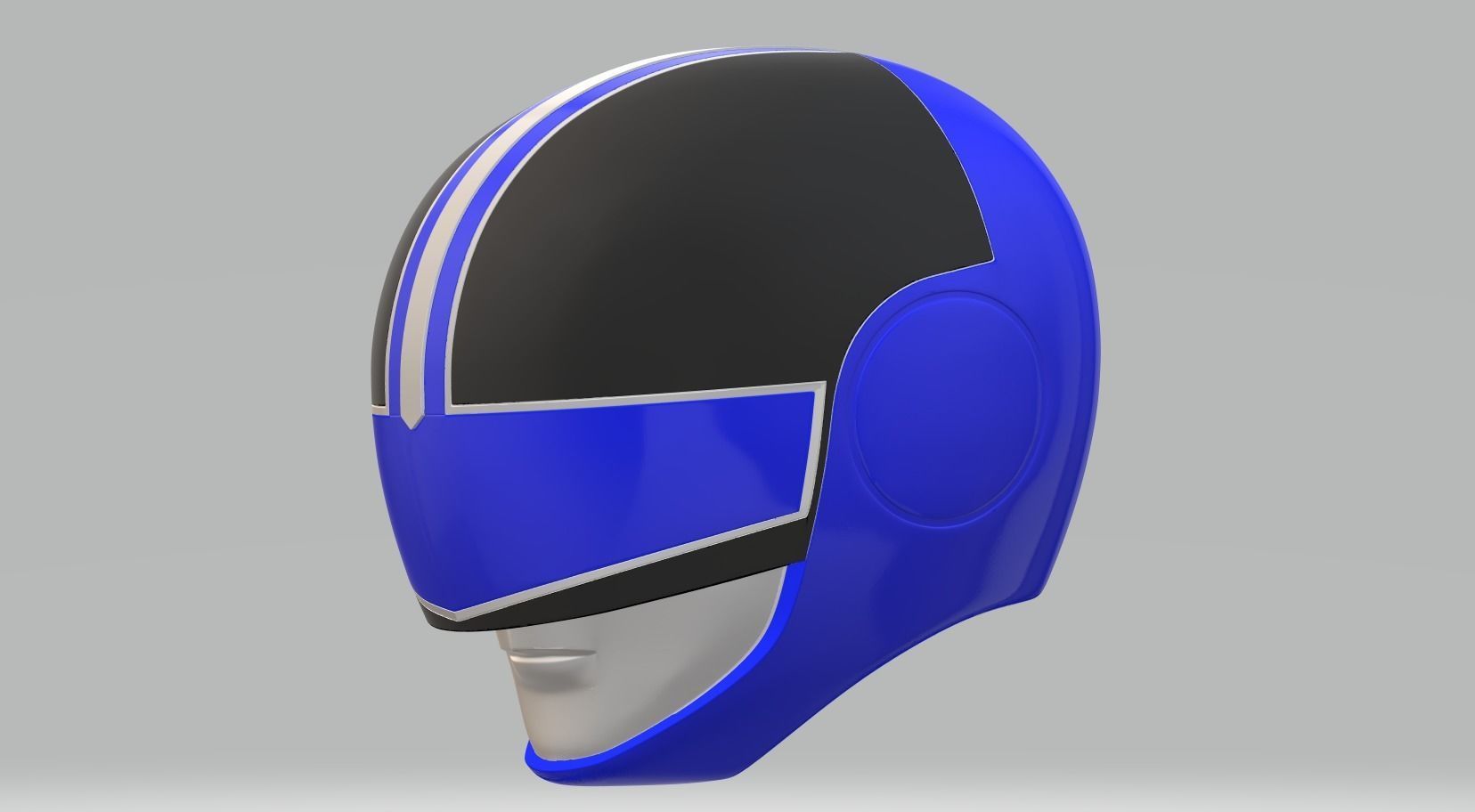 Power Rangers Time Force Blue Ranger helmet 3D print model_3
