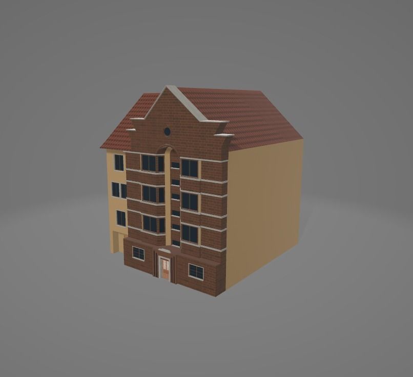 3D Model of Modern Urban Building Low-poly Low-poly 3D model_2