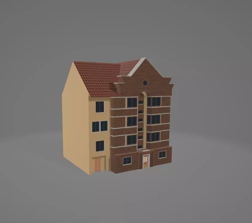 3D Model of Modern Urban Building Low-poly Low-poly 3D model_0