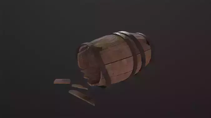 Broken Barrel 3D Model Low-poly 3D model