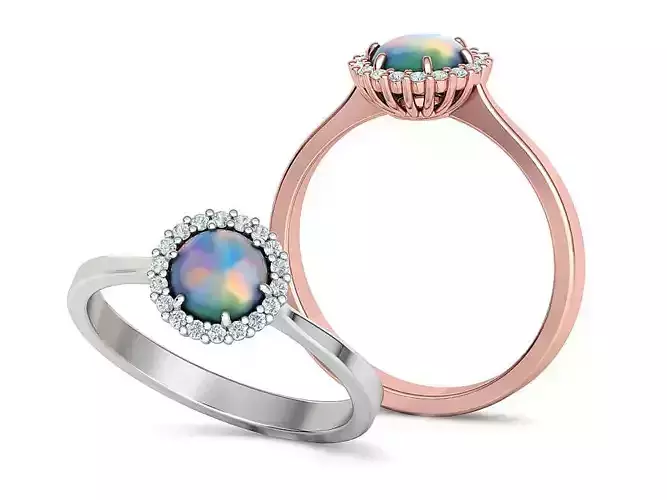 6mm Opal Engagement Ring Diana Style Ring