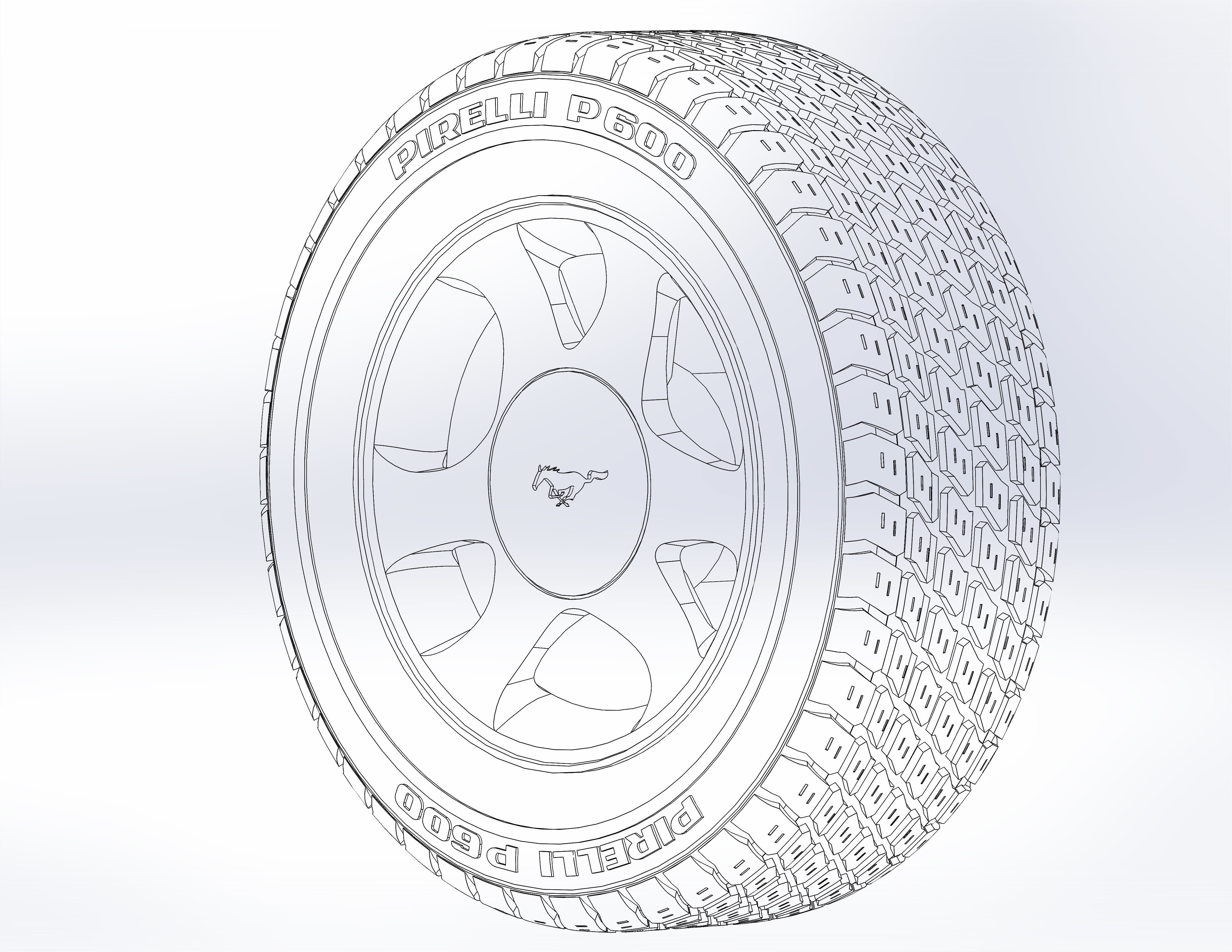 Wheels for scale model of famous ponycar 1999 3D print model_7