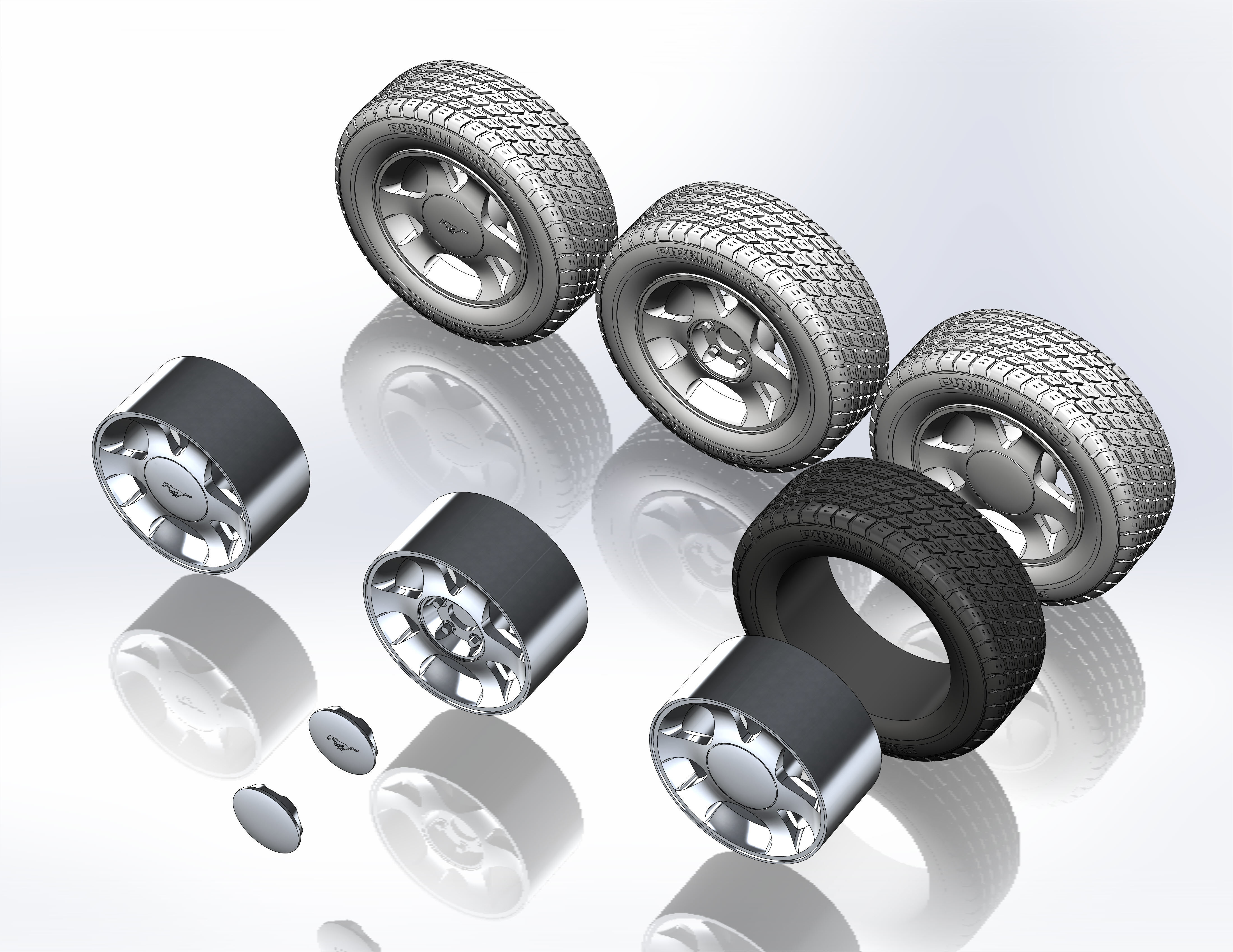 Wheels for scale model of famous ponycar 1999 3D print model_8