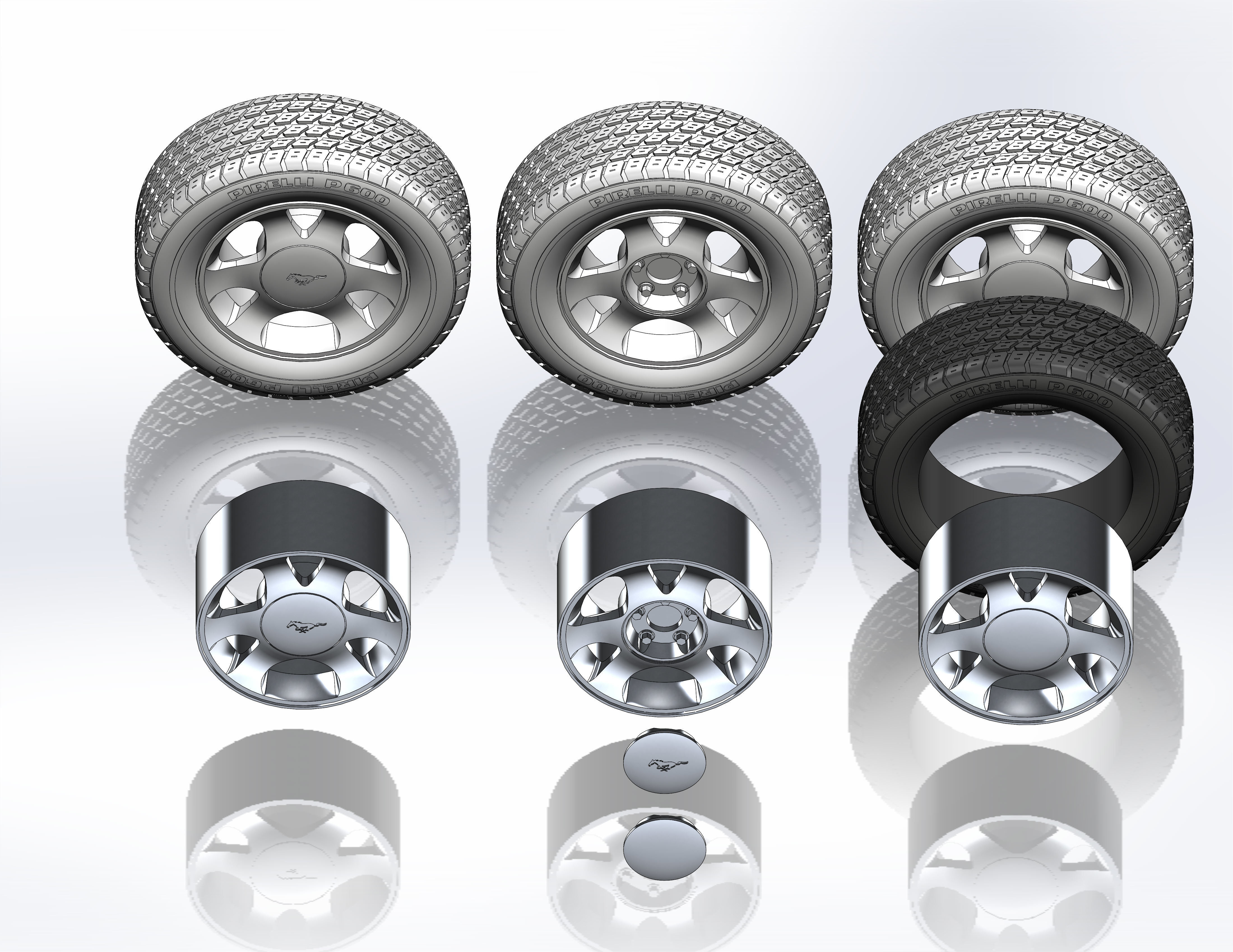 Wheels for scale model of famous ponycar 1999 3D print model_9