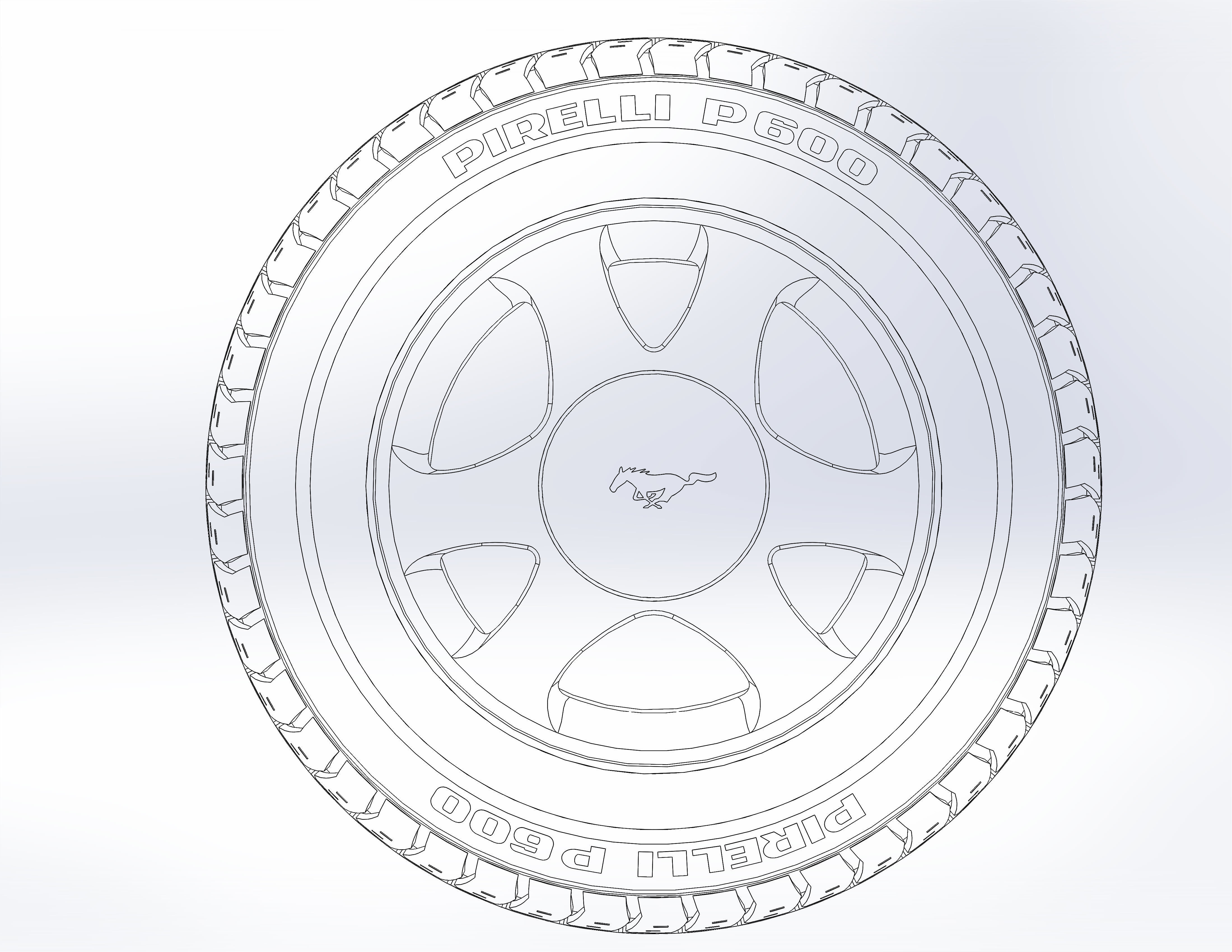 Wheels for scale model of famous ponycar 1999 3D print model_6