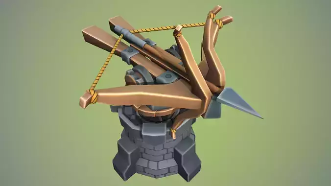 Low poly Tower Ballista Low-poly 3D model