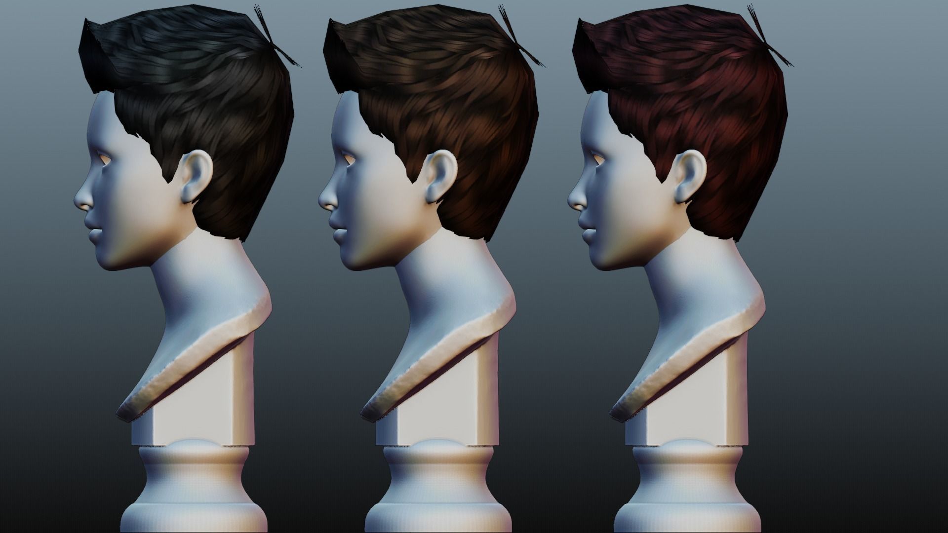 Male hair 3 color Low-poly 3D model_19