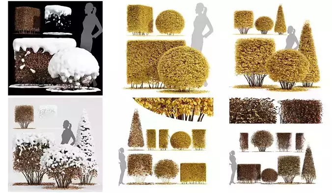 6 Different SETS of Bush SET VOL83 3D Model Collection