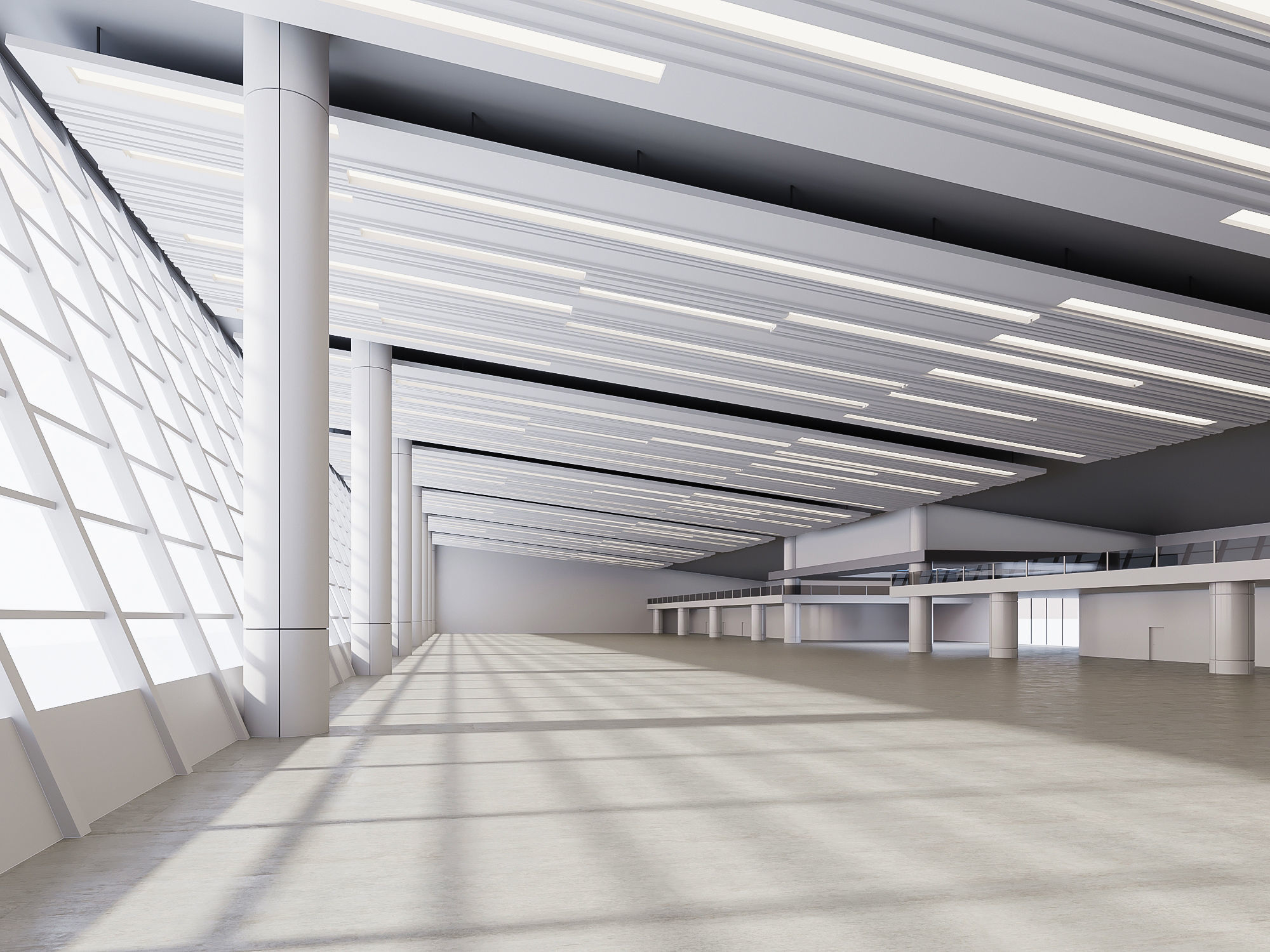 lowpoly interior space hall 15 Low-poly 3D model_1