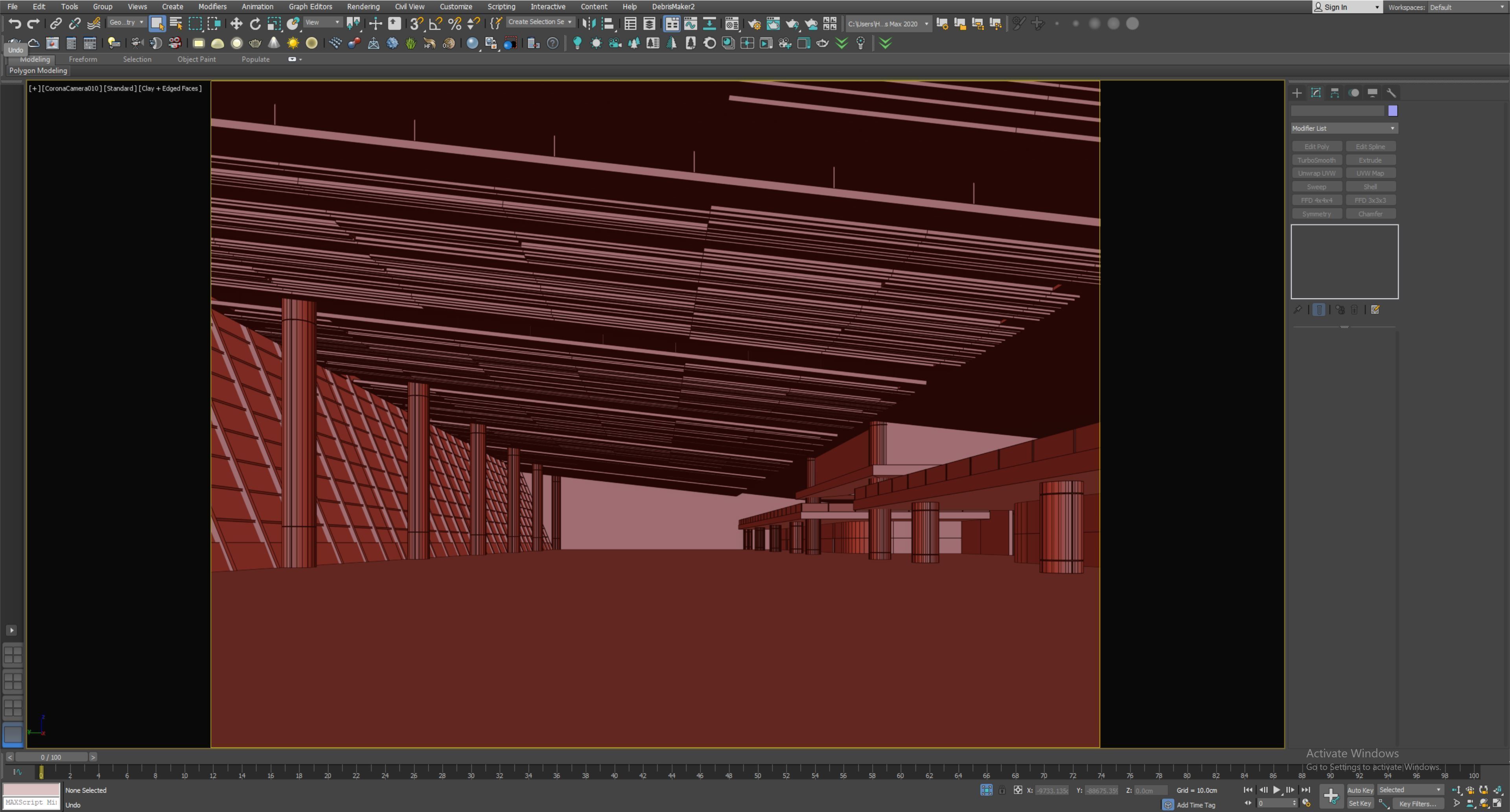 lowpoly interior space hall 15 Low-poly 3D model_8