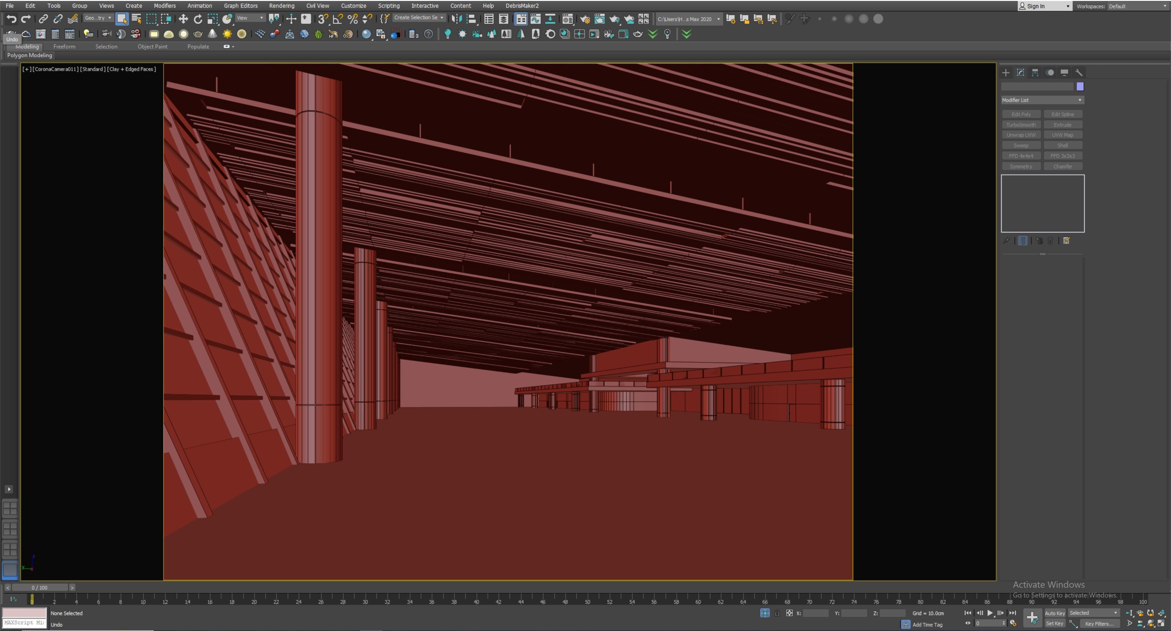 lowpoly interior space hall 15 Low-poly 3D model_12