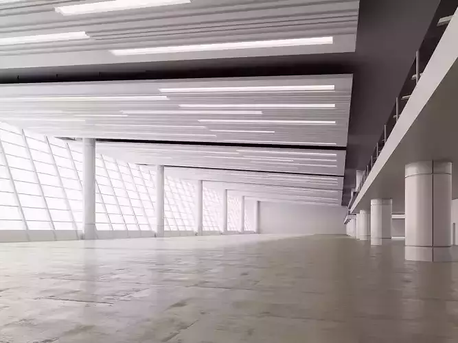 lowpoly interior space hall 15 Low-poly 3D model